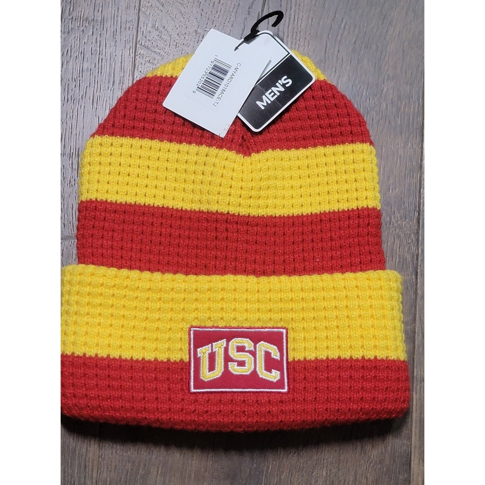 USC Trojans Beanie Hat Mens Womens‎ Striped Knit Cuff Cap OSFA